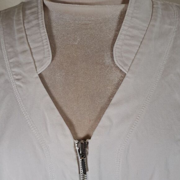 Zenergy by Chico’s Jacket Size Large Mandie Mixed Fabric Collarless Zipper Front - Picture 2 of 13
